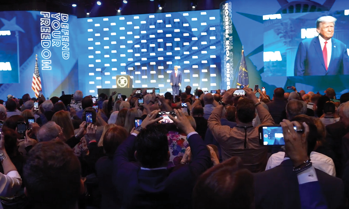 President Trump receives a standing ovation following his speech at the NRA-ILA Leadership Forum